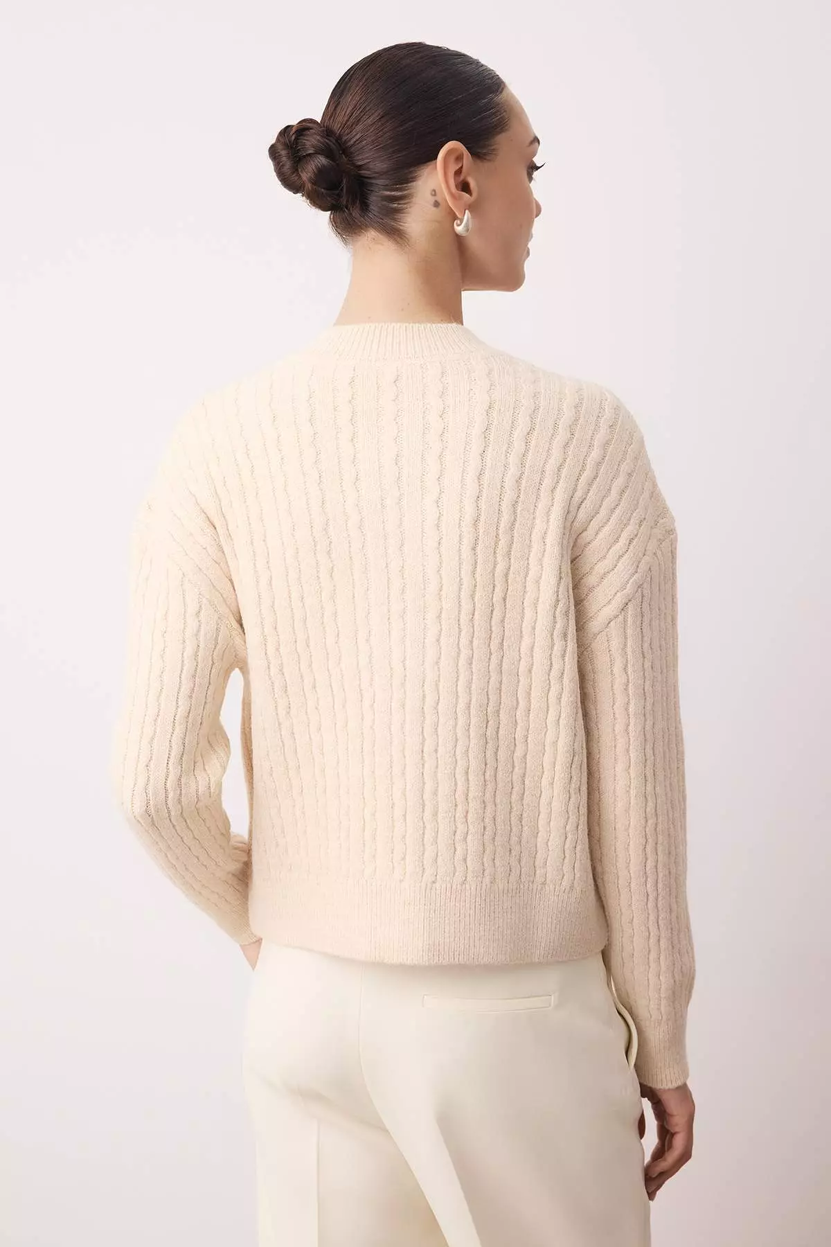 Stone Sequined Mother Of Pearl Button Soft Textured Knitwear Cardigan