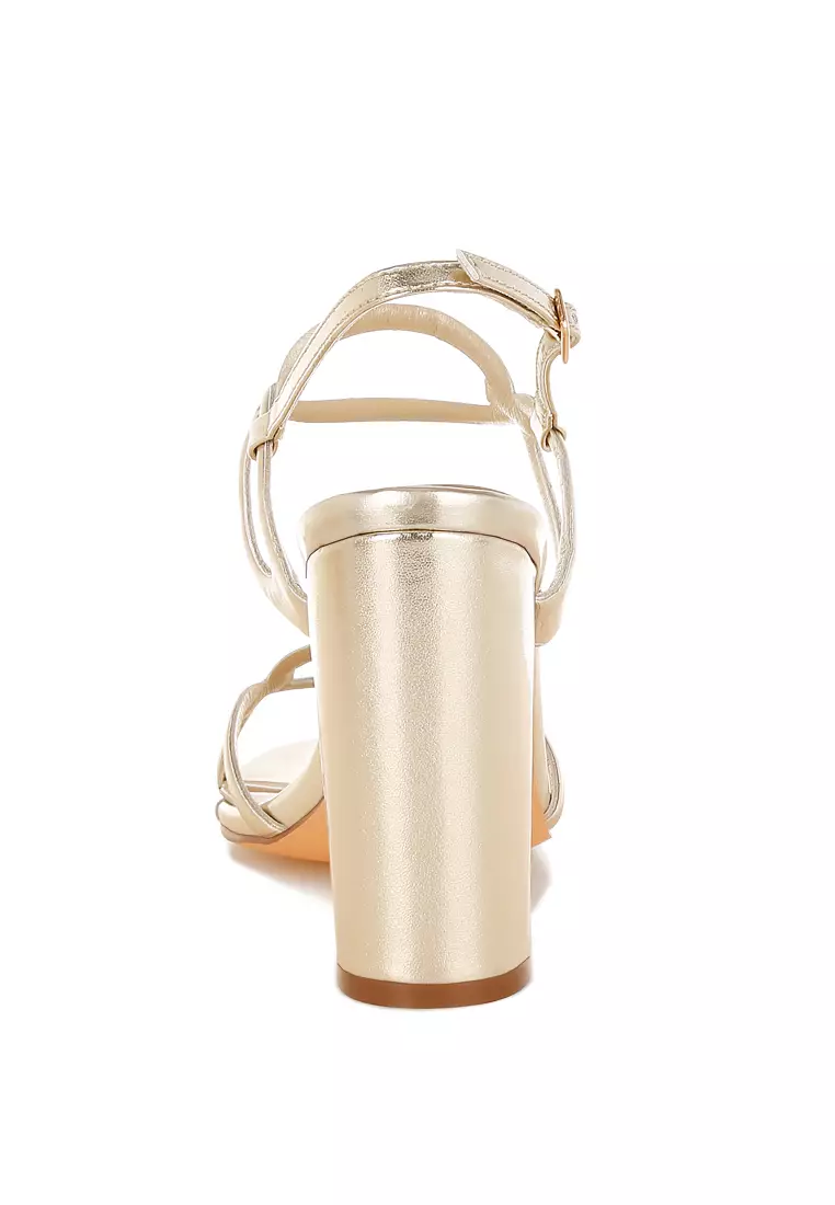 Gold Cut Out Chain Metallic Sandals