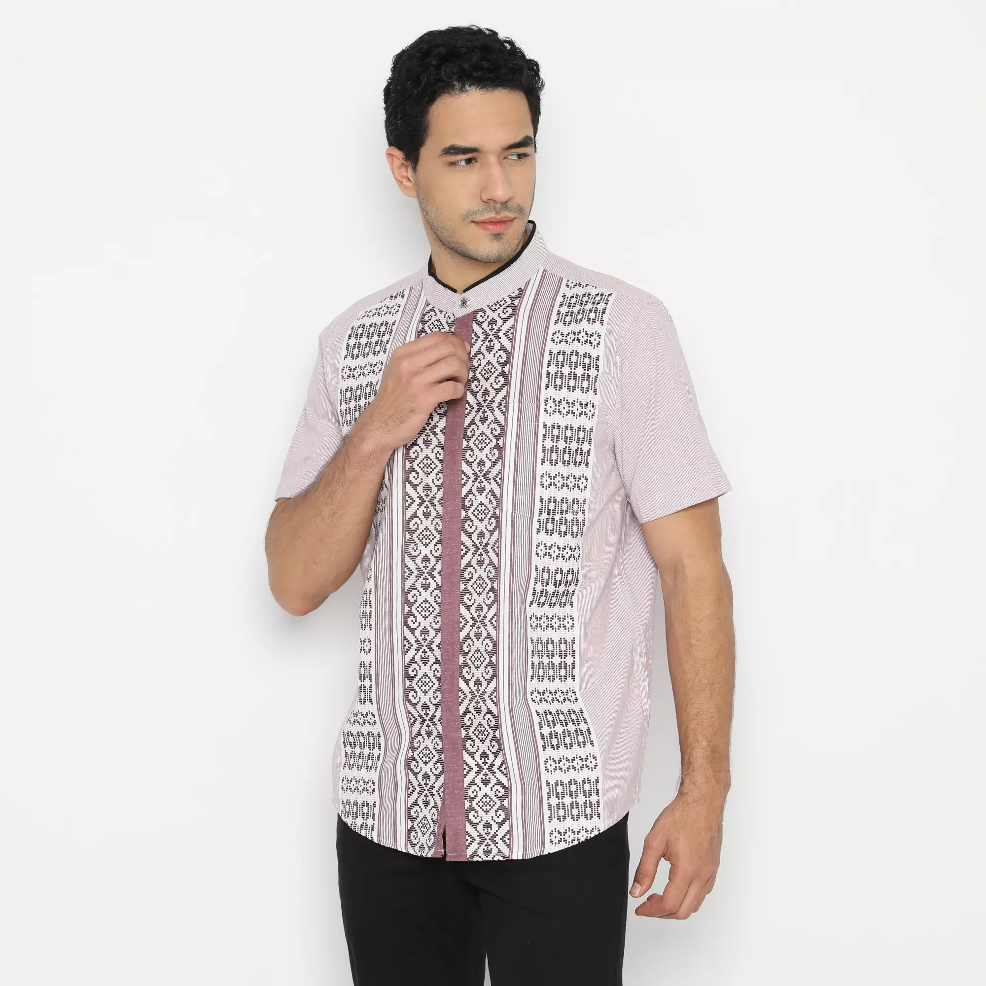 Platini Kemeja Koko Pria Lengan Pendek Katun Maroon 931083