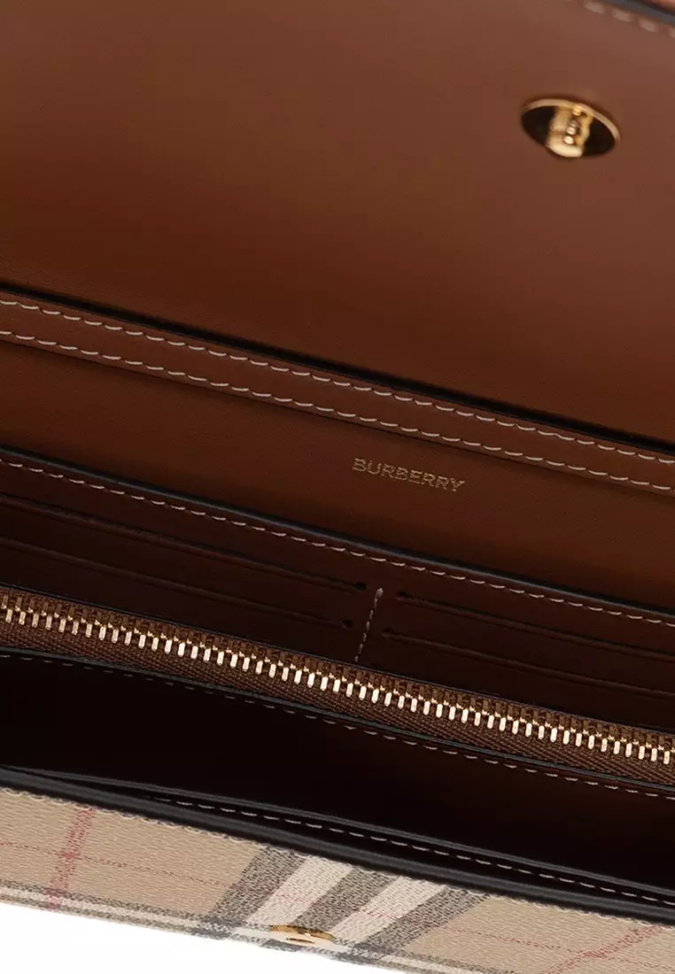 Check Wallet with Chain Strap Chain Wallet in Archive Beige