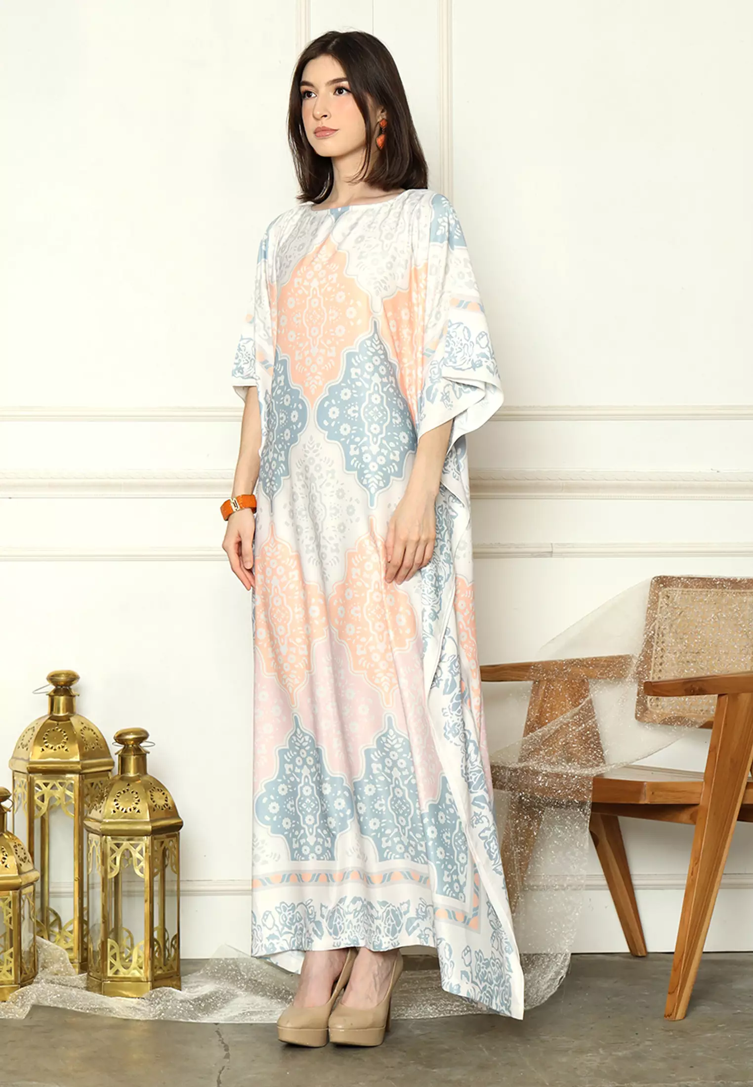 Kanzi Collection Short Sleeve Modern Tiles Kaftan