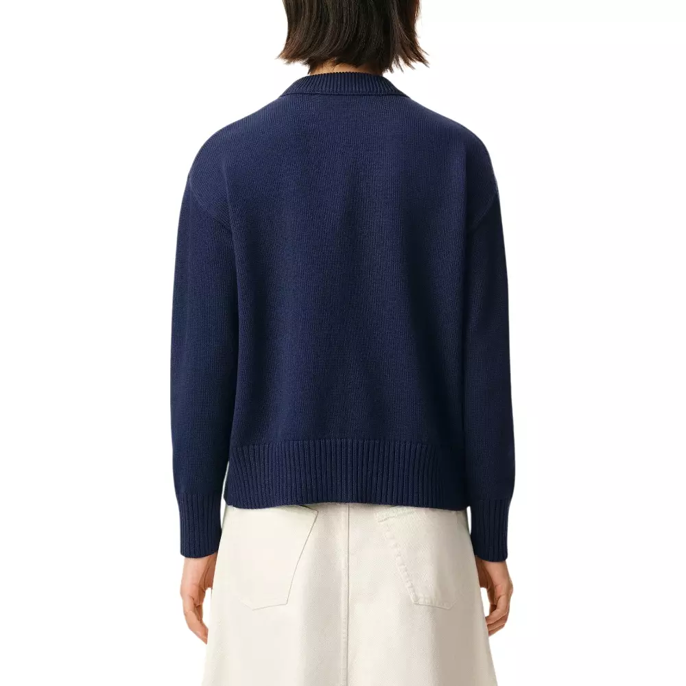 Ami De Coeur Wool and Cotton Crewneck Sweater Ink/Off White