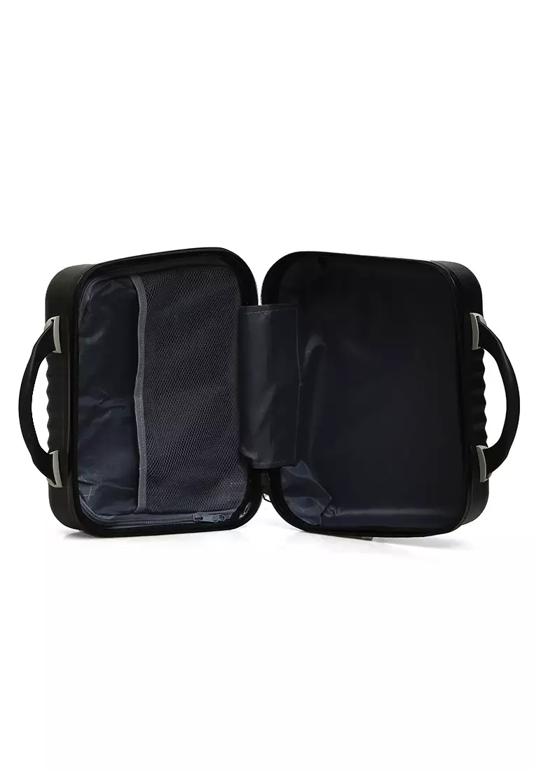 Fidell Koper Jinjing Tas Mini Beauty Case Size 14 Inch Suitcase Unisex Lock System 3 Number Code Material Fiber ABS ORIGINAL - Black