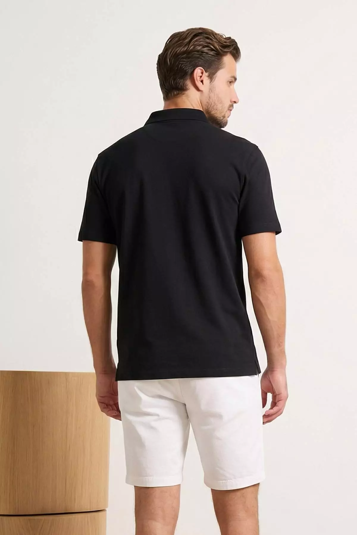 Black Regular/Normal Cut Basic Flexible Embroidered Polo Neck T-Shirt Tmnss26Po00016