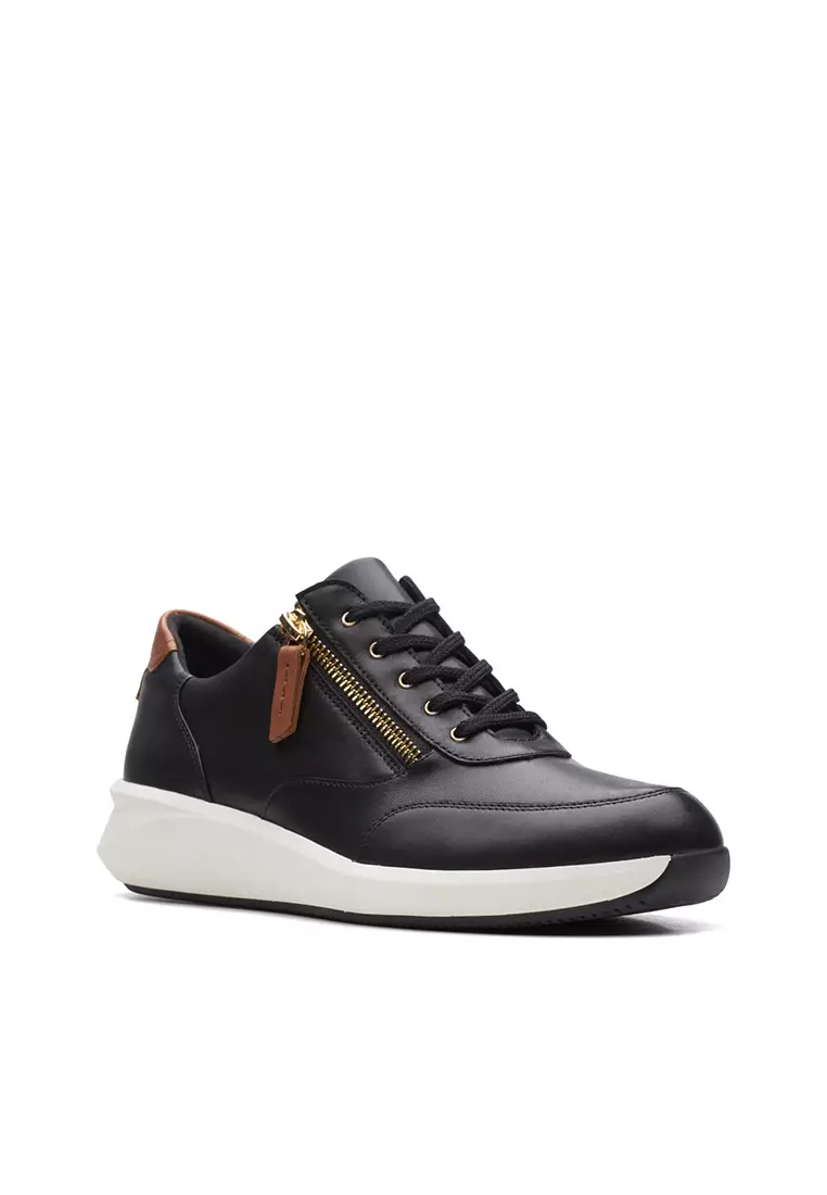 Womens Un Rio Zip Trainers - Black Leather