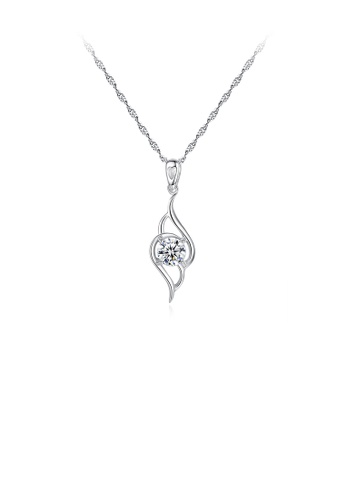 Glamorousky silver 925 Sterling Silver Fashion and Elegant Water Drop-shaped Cubic Zirconia Pendant with Necklace B4491AC6A8E5D3GS_1