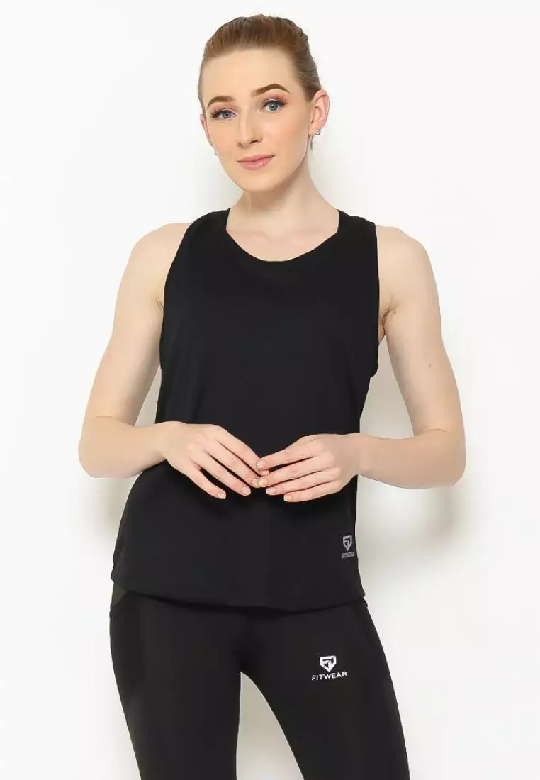 Fitwear - Tanktop Olahraga Wanita DANIELLE RIBB TANK - BLACK