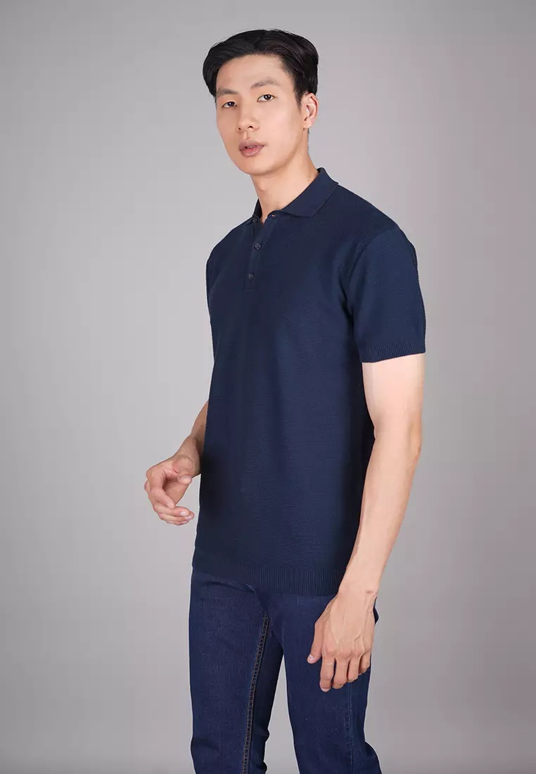 Johnwin - Polo Sweater - Kaos Polo - Bahan Sweater - Putih ASW