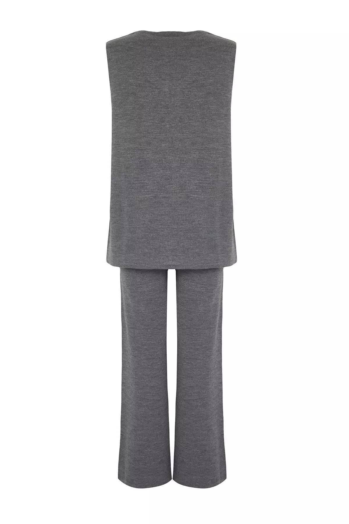Anthracite Wide Fit Button Detailed Vest Pants Knitwear Top And Bottom Set