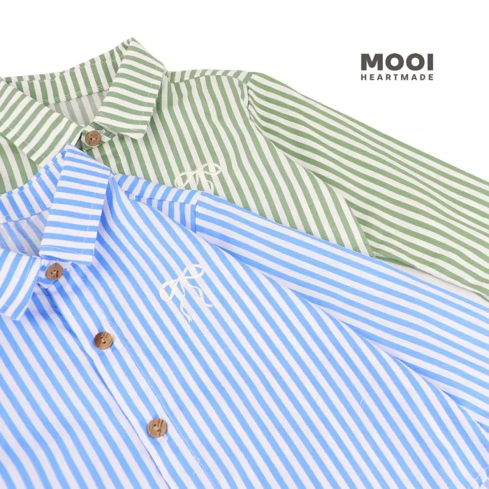 Mooi Kemeja Anak Perempuan Wilona Striped Shirt - Sage