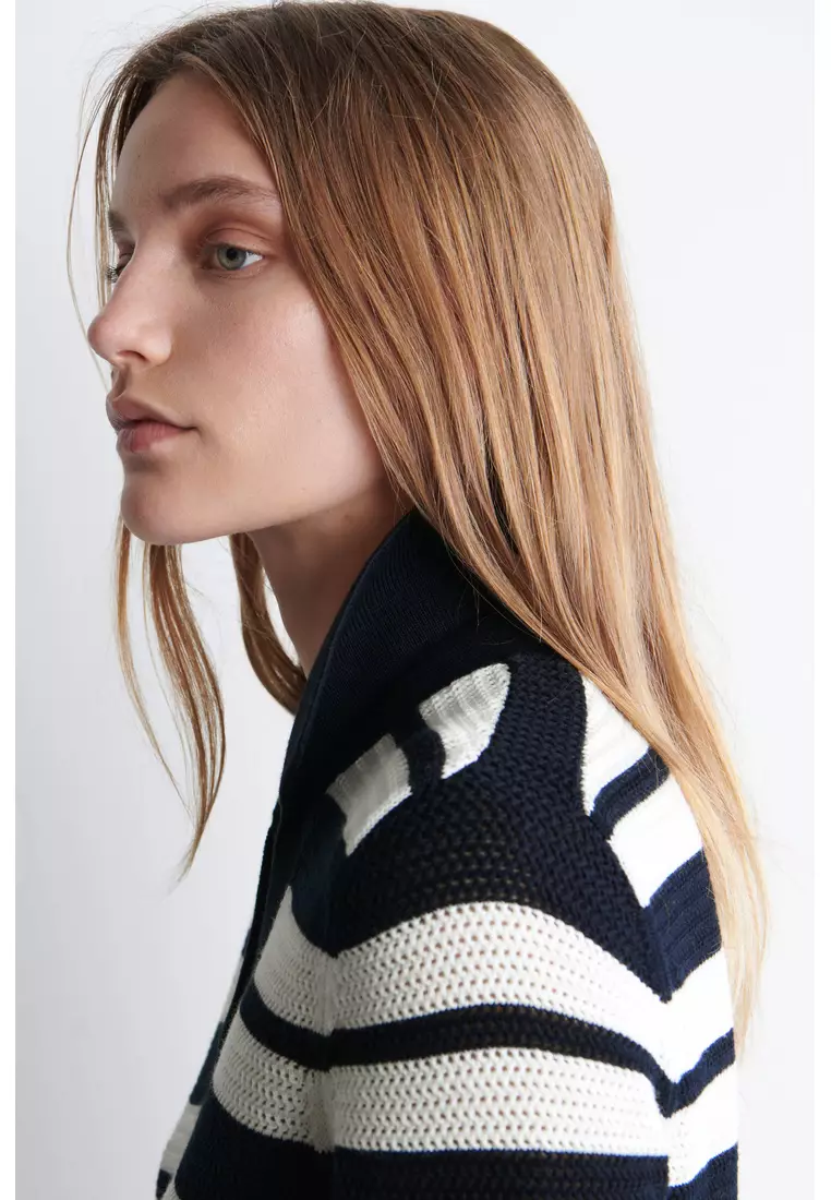 OPEN-KNIT POLO MINI DRESS