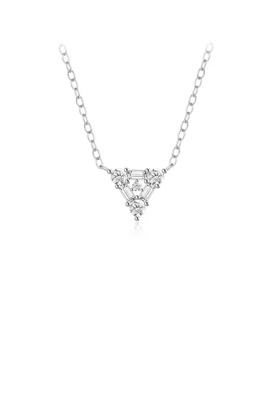 925 Sterling Silver Simple and Fashion Triangle Geometric Pendant with Cubic Zirconia and Necklace - Luxurious Look