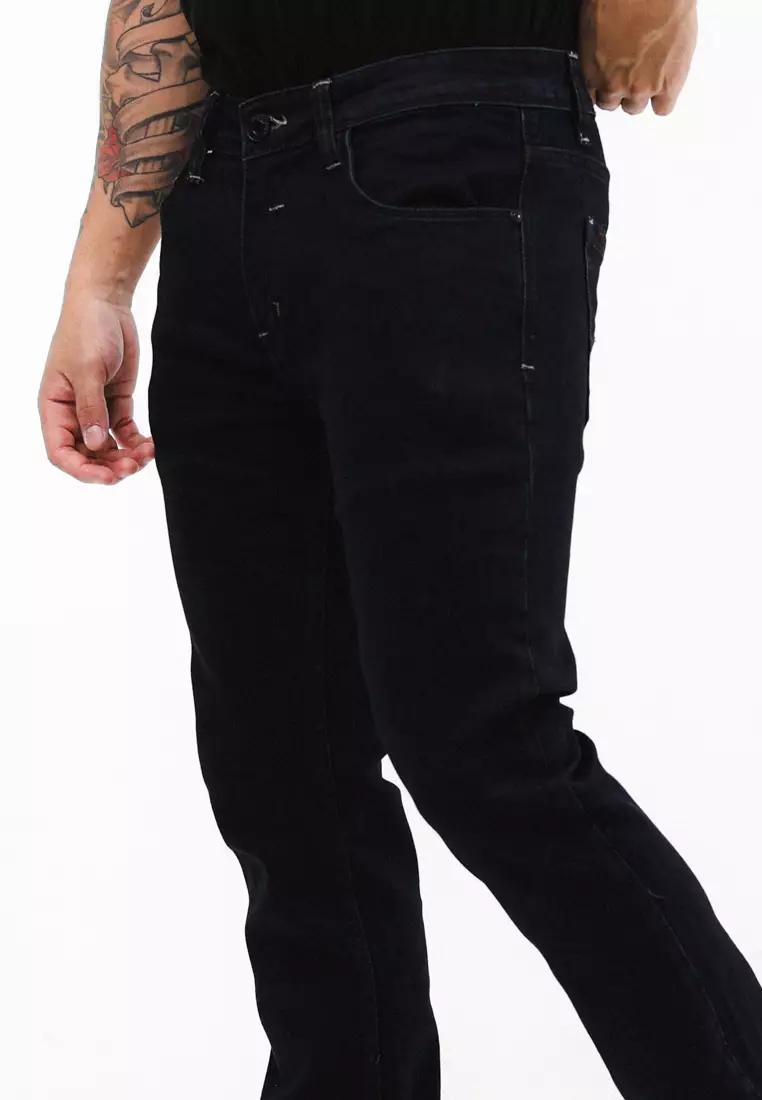 Denim Long Pants Slim Tapered Fit Stretch