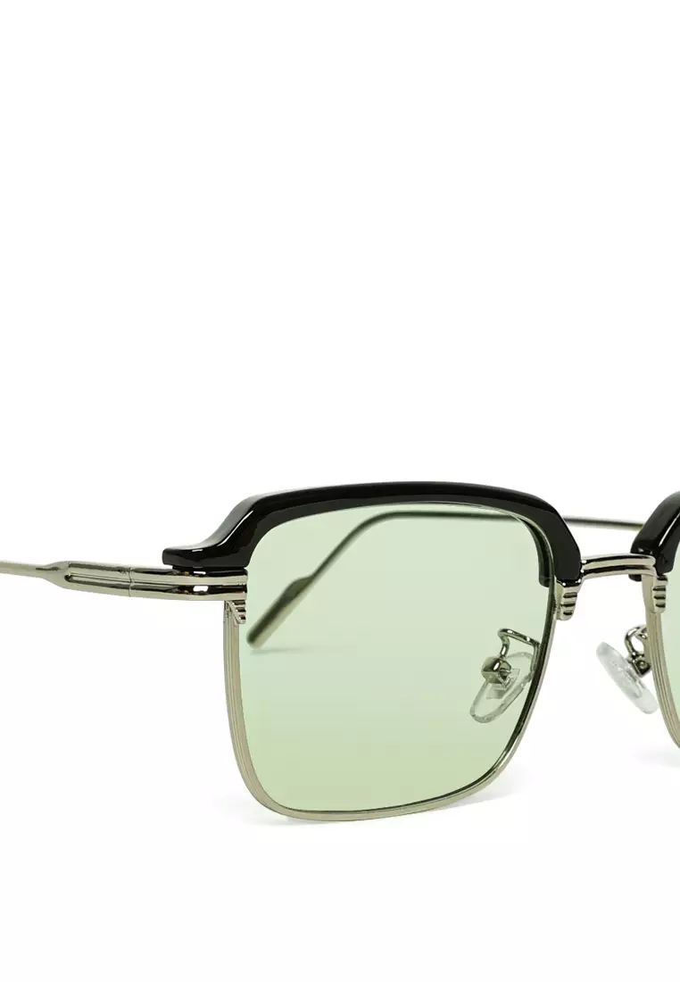 薄荷绿复古有色金属框太阳镜