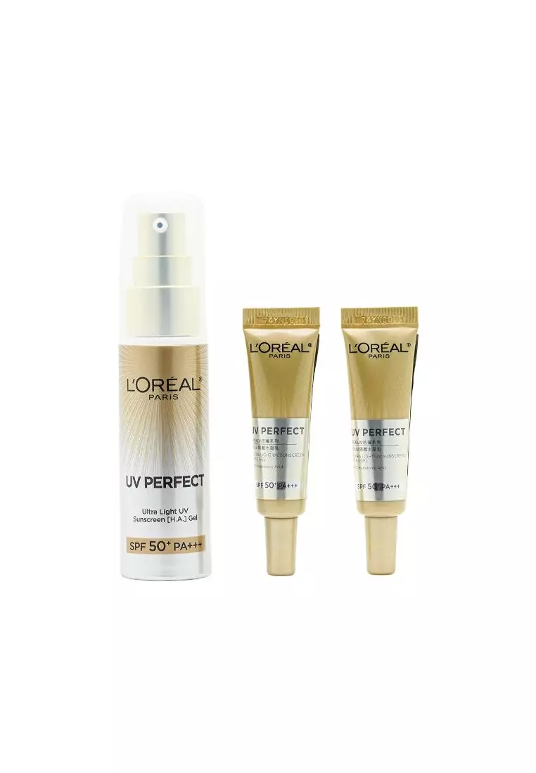 L'Oreal Paris SPF50+ PA+++ UV Perfect Ultra Light UV Sunscreen [H.A.] Gel Set (3pcs)