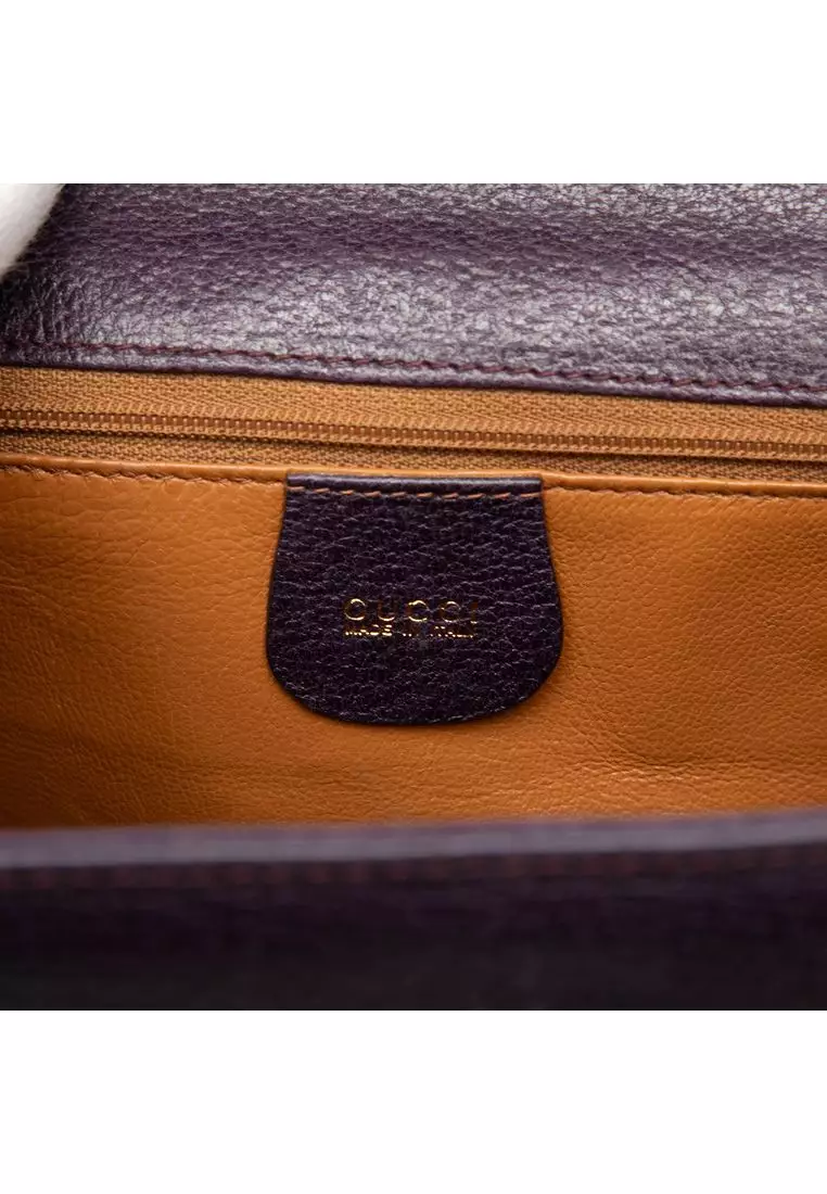 Pre-Loved Gucci Small Calfskin Bamboo Top Handle Flap