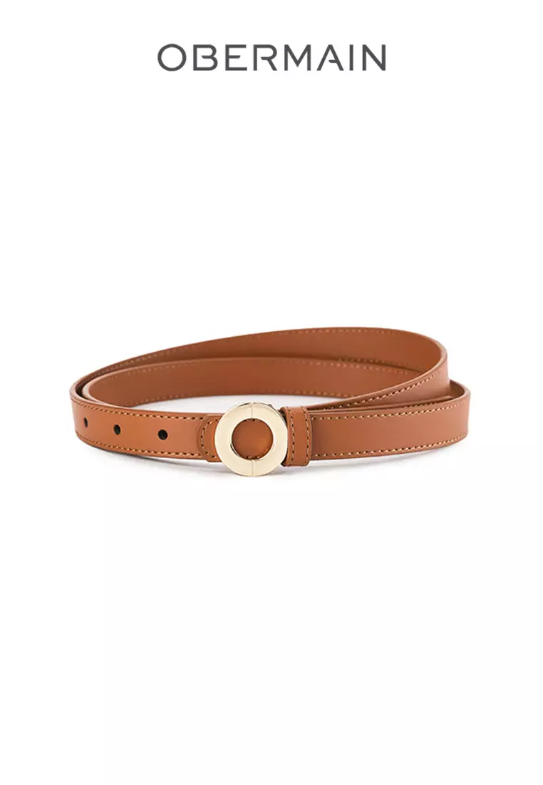 Ladies Belt 20MM Flat Buckle Leather Black