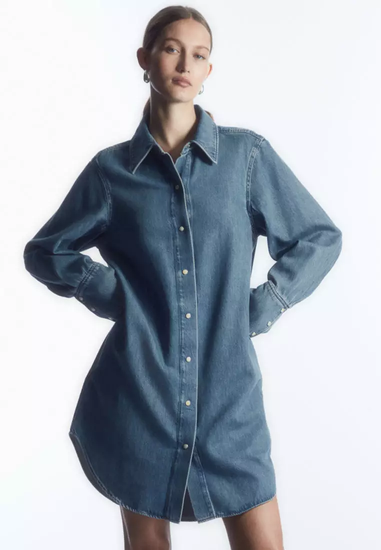 Womens denim shift dress clearance