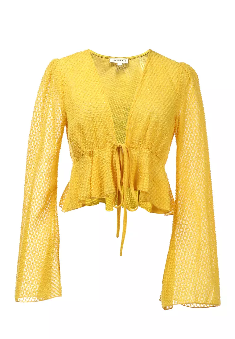Powder Yellow Peplum Crop Top