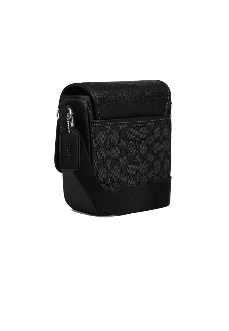 Lucas Crossbody Bag In Signature Jacquard Charcoal/Black CAT13