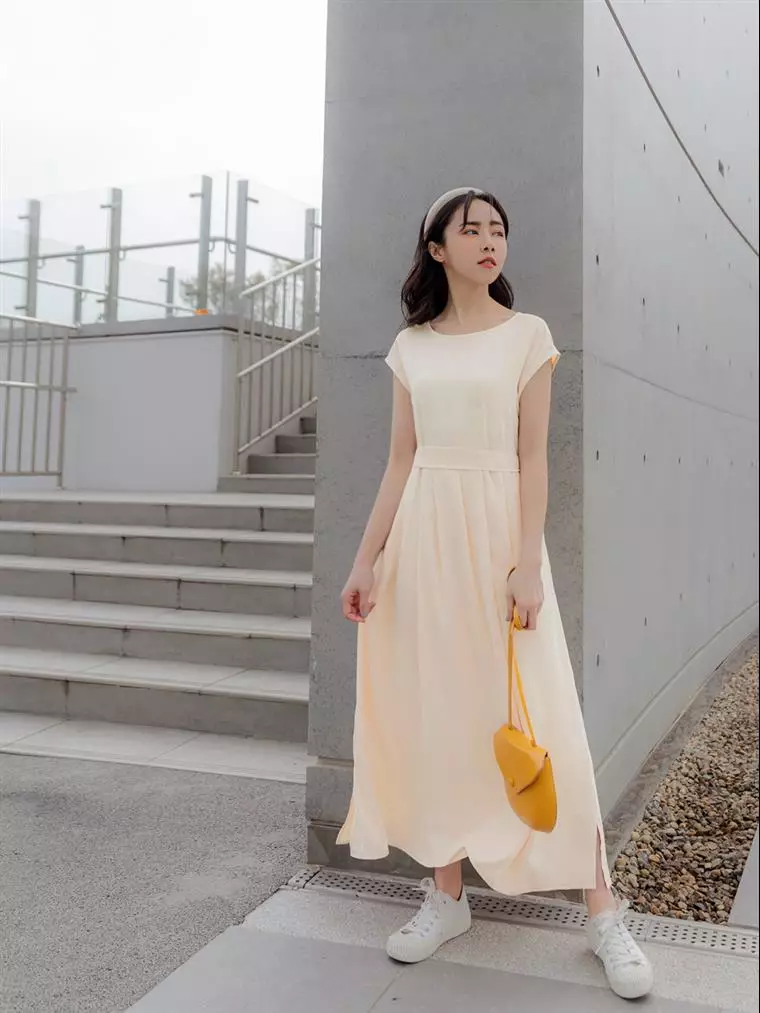 Chiffon belted dress online