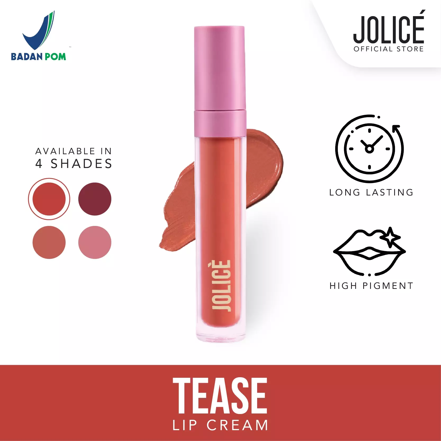 Jolice High Quality Lip Cream/Lip Matte/Lipstik Transferproof Anticrack