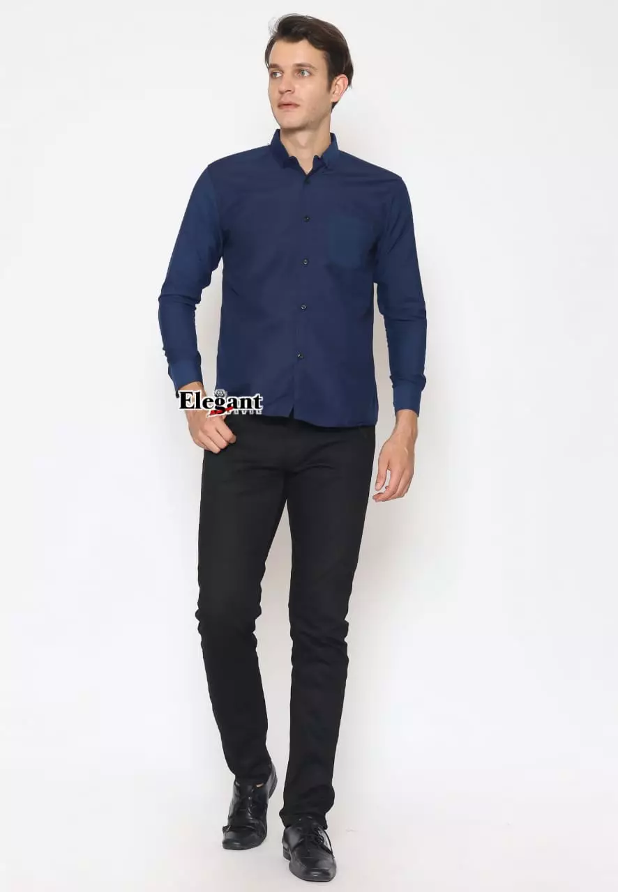 Kemeja Polos Navy Premium Slimfit Elegant