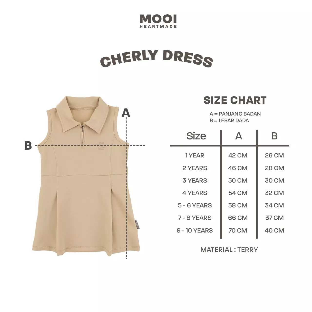 Mooi Dress Anak Perempuan Cherly Dress - Khaki