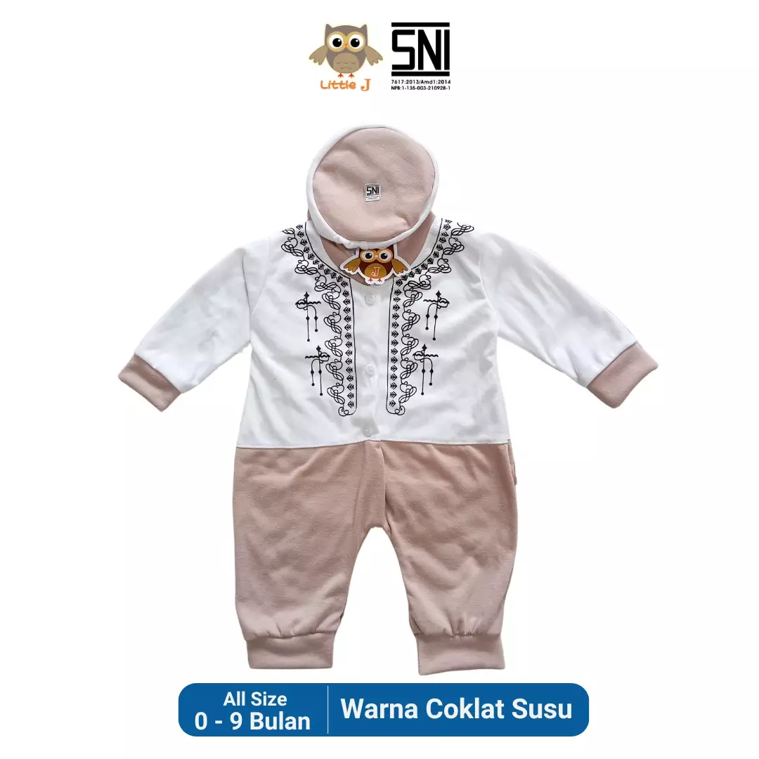 Little J - RAYA COLLECTION Koko Set + Peci (Baju Koko baby laki-laki beserta peci) Teracota Orange