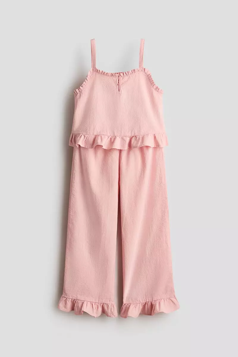 2-piece frill-trimmed seersucker set