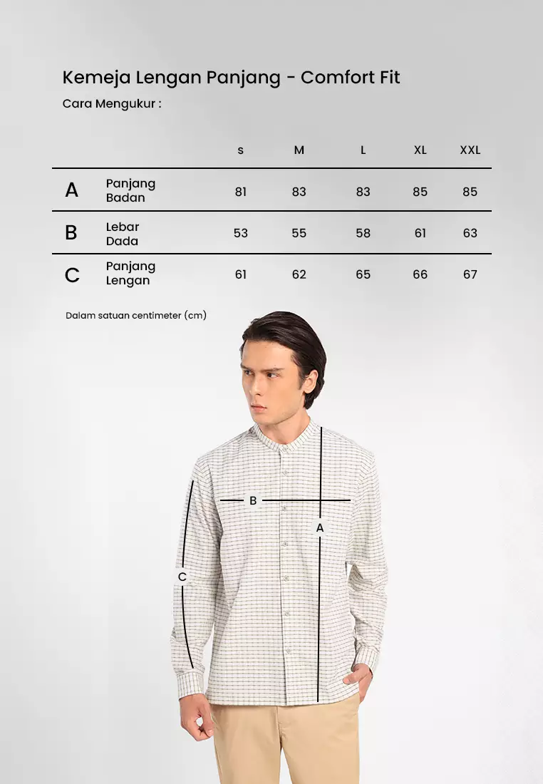 MANZONE X Adipati Dolken - Kemeja Koko Shanghai Lengan Panjang Pria Pasya Comfort Fit - Beige Warna Beige