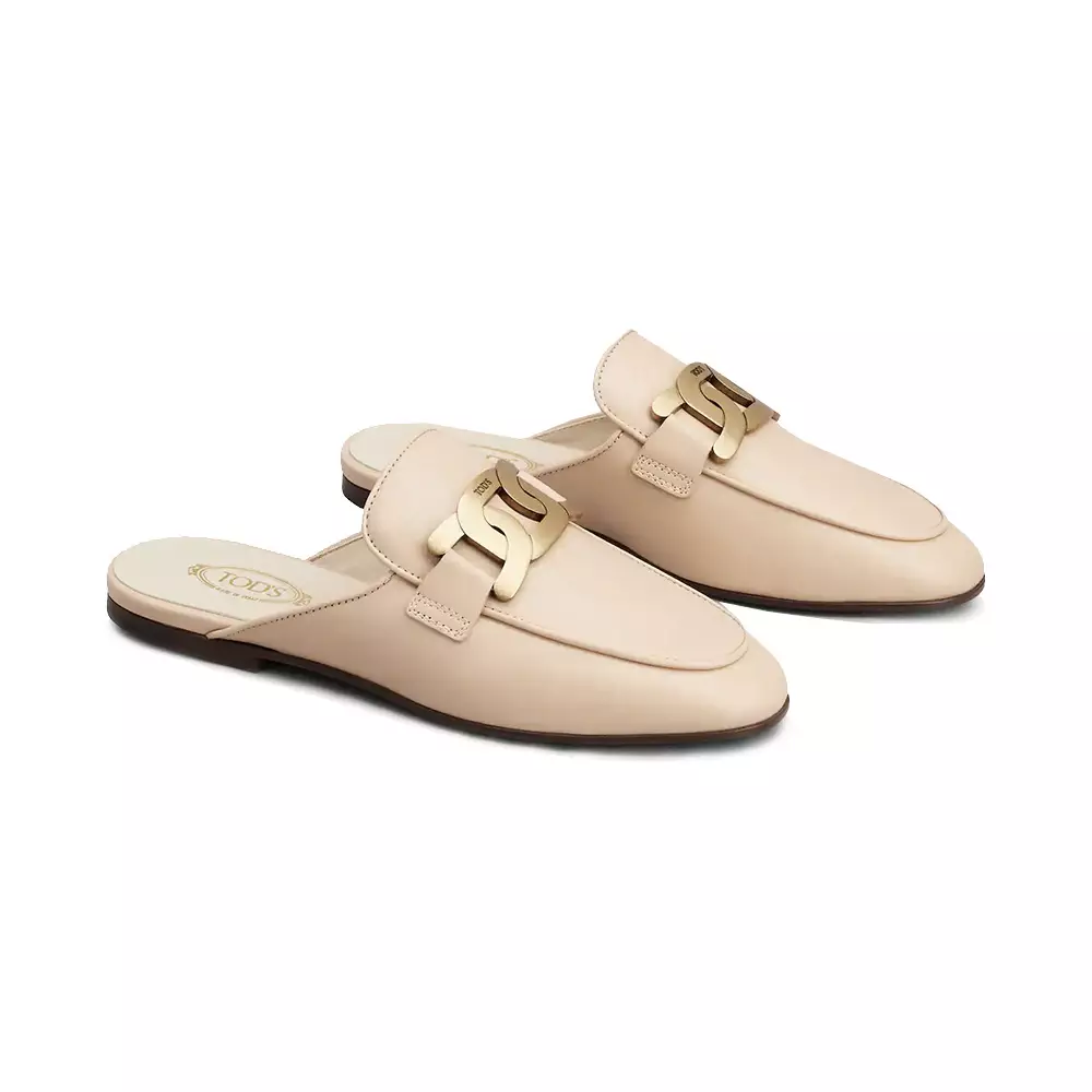Jual TOD S Tod s Chain Accessory Leather Mules Beige Original 2024