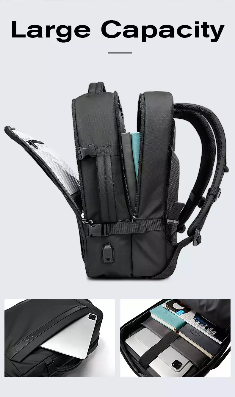 Bange BG2892 Men's Backpack Laptop Work Backpack 15.6 Inch - BLACK