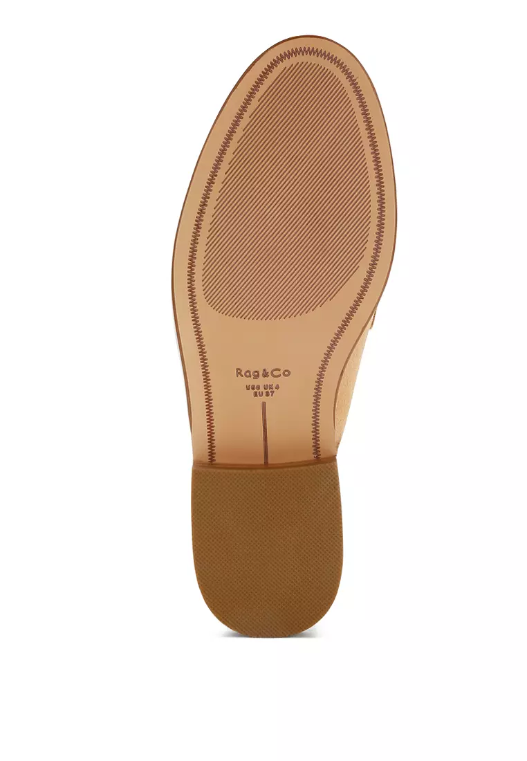 Woven Strap Slingback Loafers in Beige