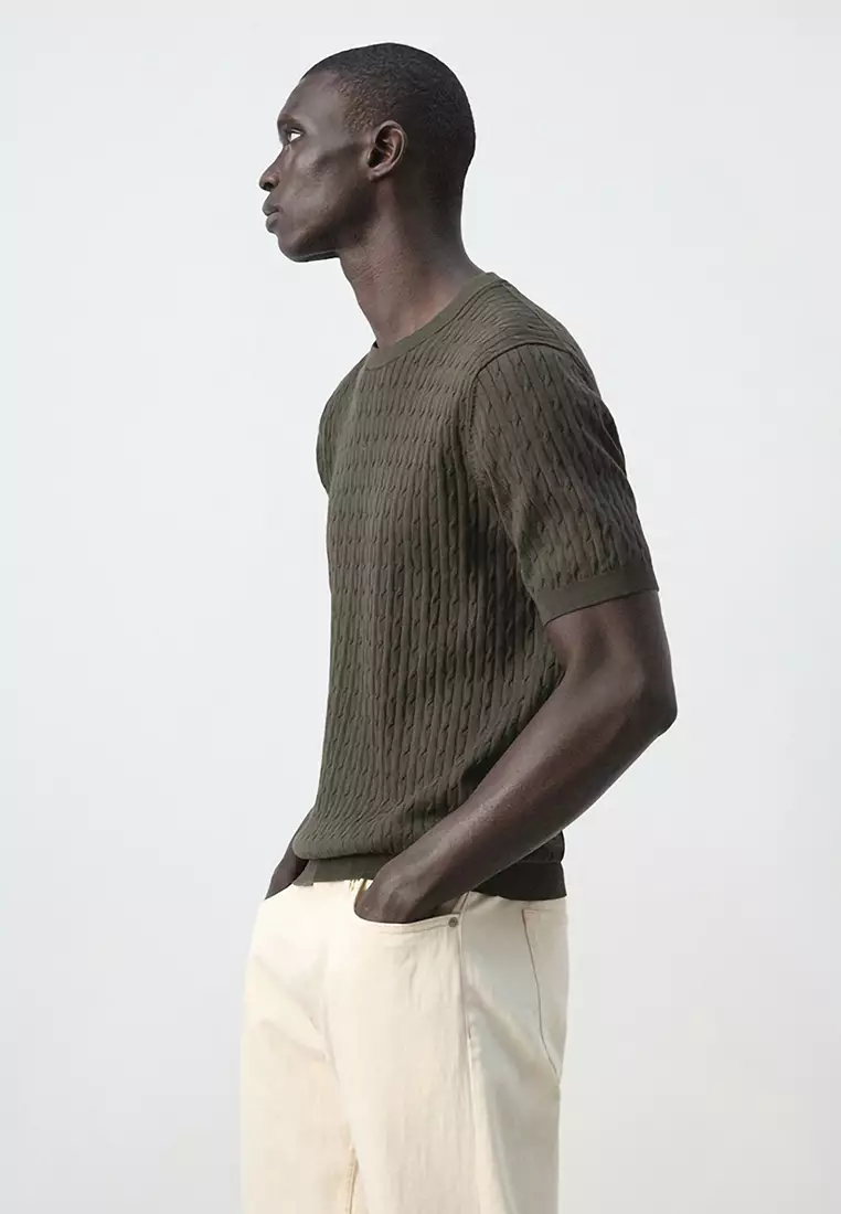 Cable Knit T-Shirt 100% Cotton