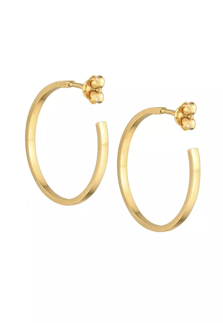 Anting Perhiasan Perak 925 Wanita Creoles Basic Classic Gold Plated