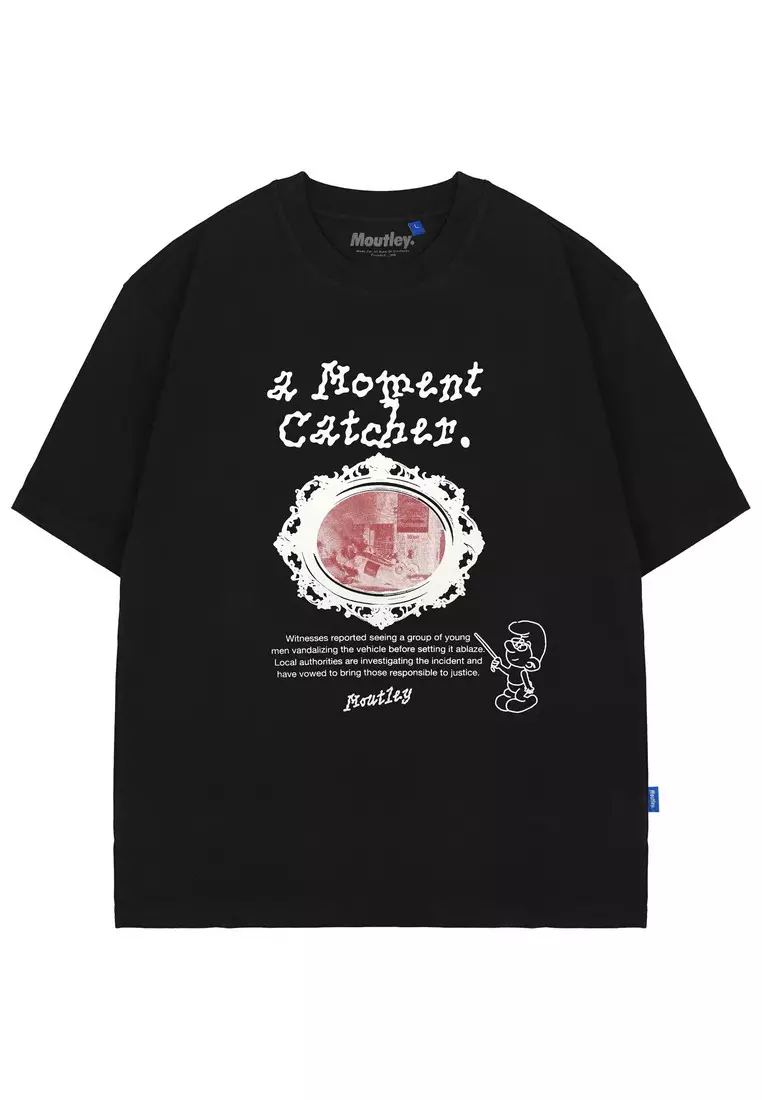 Moutley Men's T-Shirt Short Sleeve Oversized Fit Cotton 16s a Moment Catcher OL-050125