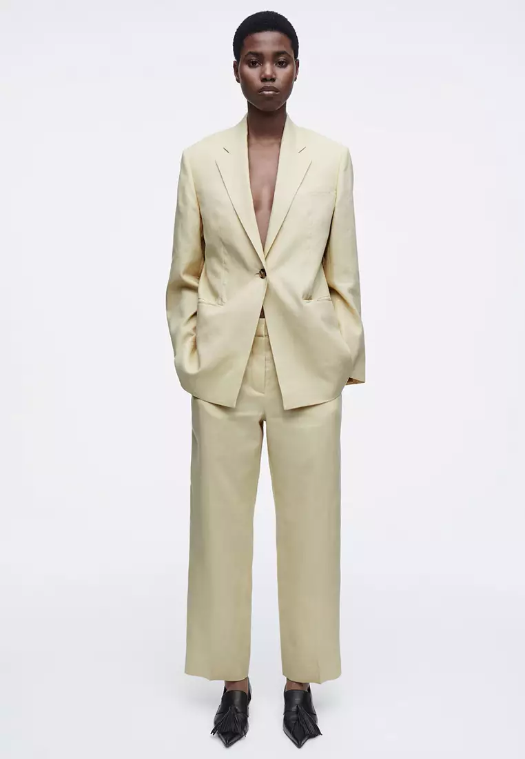 Linen Slim-Leg Trousers