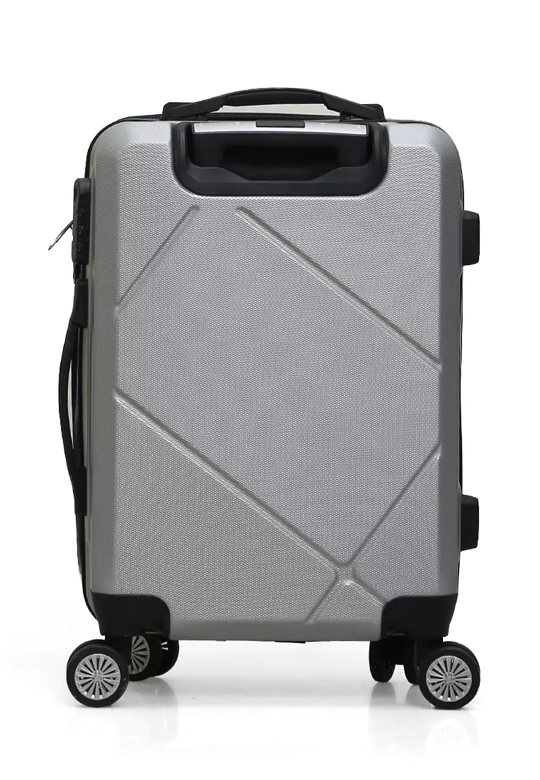 Carlton Tas Koper Unisex Size 20 Inch Suitcase 3 Digit Combination Lock Large Compartment Material Fiber ABS ORIGINAL - Silver