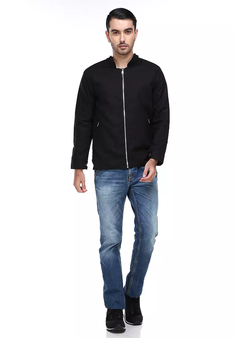 Clover Jas Jaket Casual Pria Slimfit Material American Drill ORIGINAL - Black