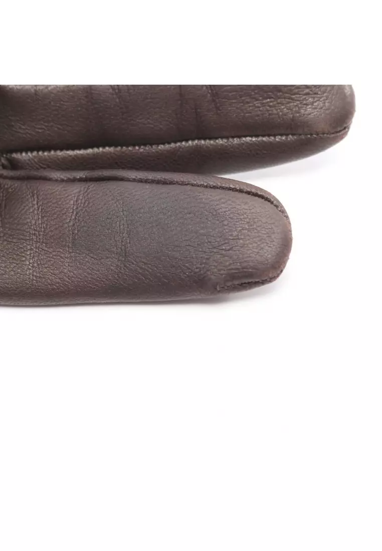 Pre-Loved Hermès H logo gloves glove lambskin Dark brown