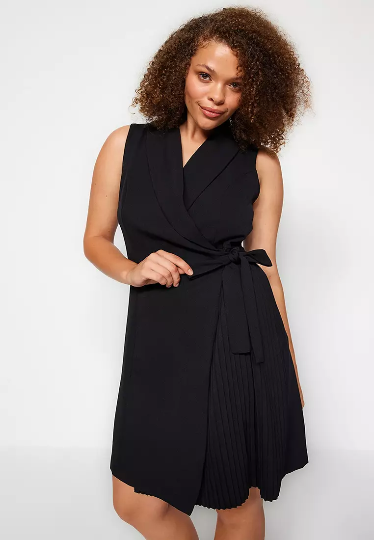 Black wrap work dress clearance