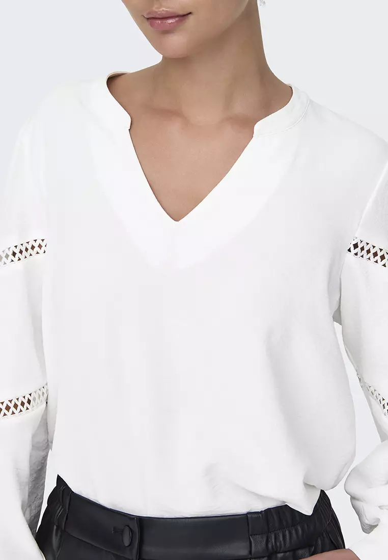 Buy JACQUELINE DE YONG Lion Life Long Sleeve V-Neck Volume Top 