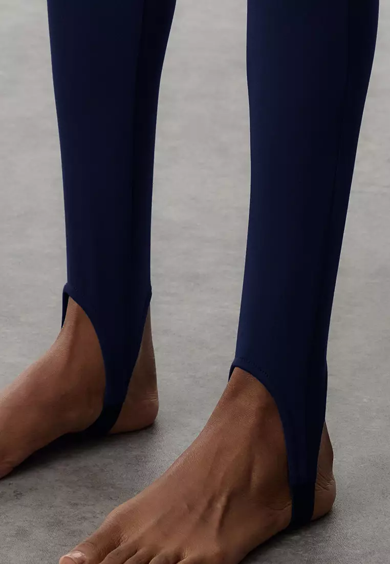 Navy Blue Brushed Soft Fabric Füzo Full Length Yoga Knitted Sports Leggings THMAW25TY00009