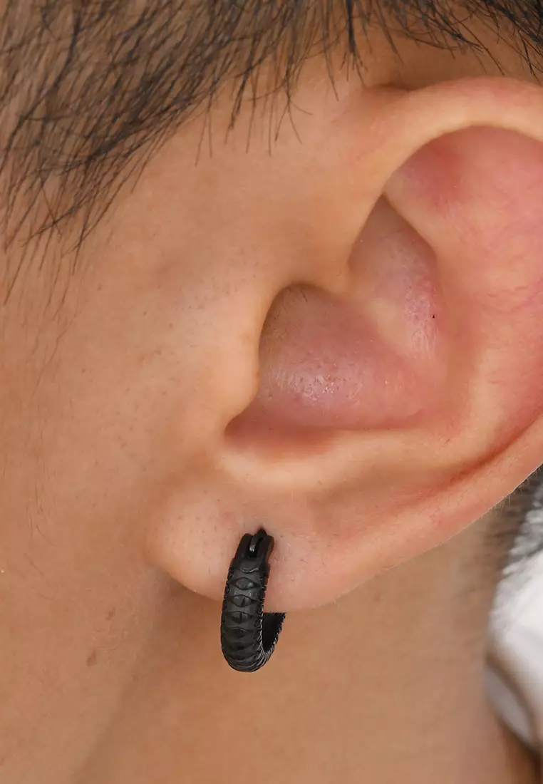 Unisex Stainless Steel Snake Pattern Hoop Earrings JW QX-EH688