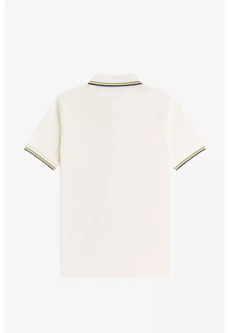Fred Perry M3600 Twin Tipped Fred Perry Shirt (Ecru / Tennis Ball Yellow / Anchor Grey)