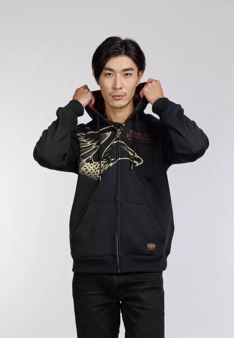 Harley davidson hoodie zip up sales