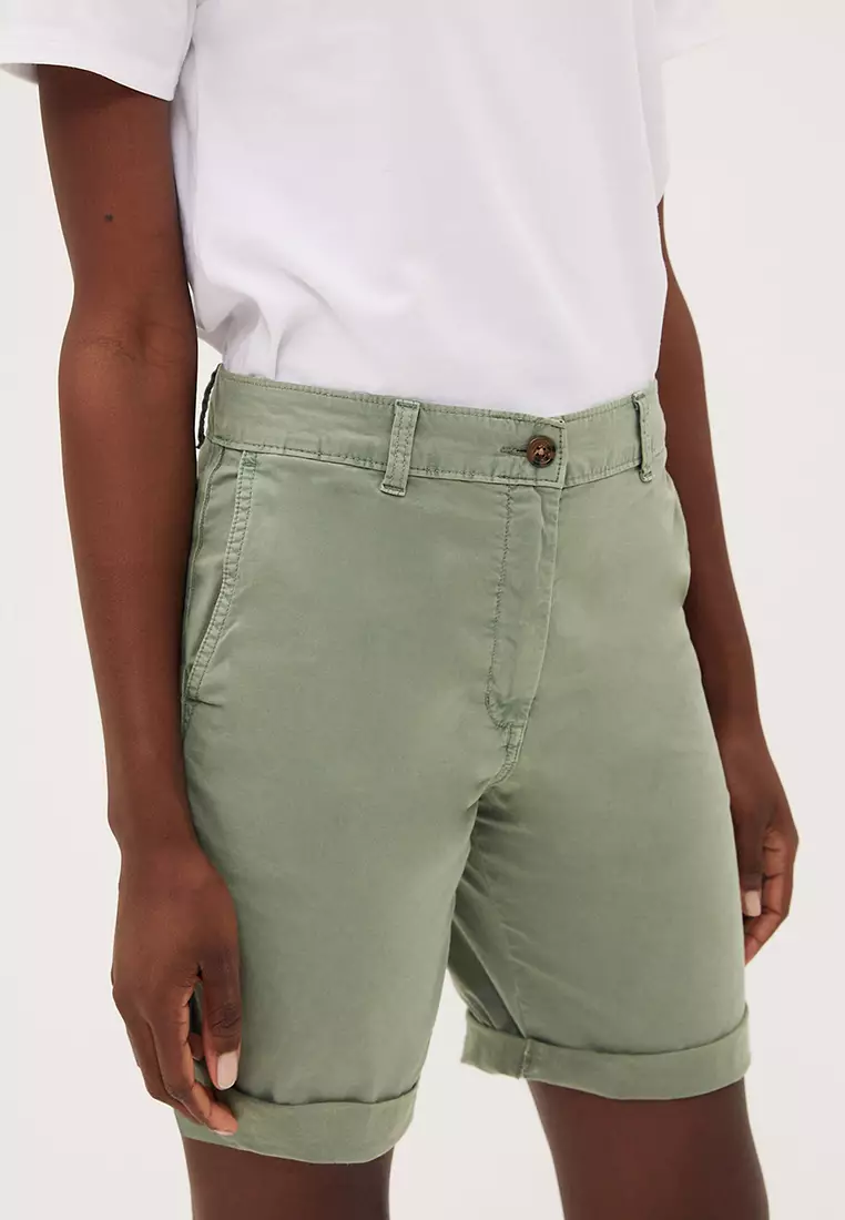 Cotton Rich High Waisted Chino Shorts