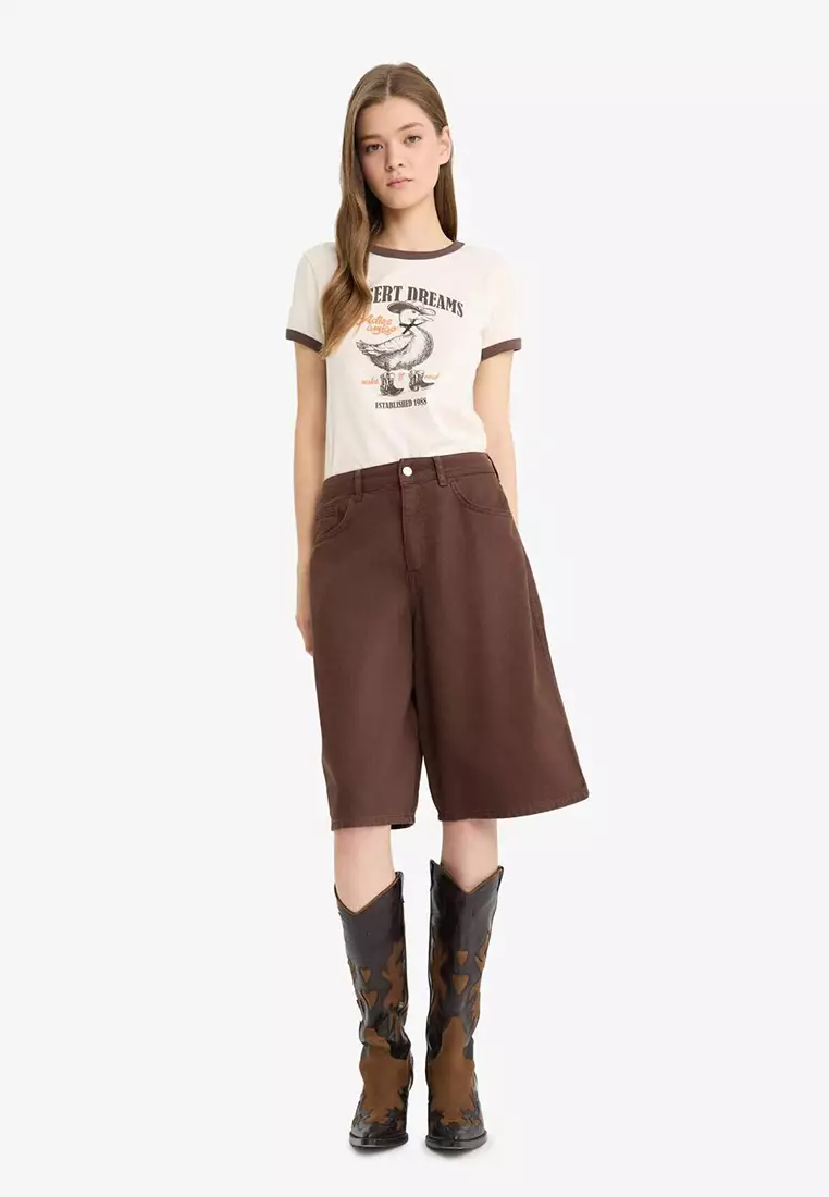 Buy DeFacto Coool Normal Waist Short Leg Gabardine Bermuda Shorts ...