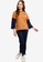 Lubna brown and navy Color Block T-Shirt With Embroidery A2057AA25DE7B3GS_3